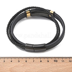 Braccialetti multi-filo in cordino intrecciato in pelle microfibra&nbsp;BJEW-C153-01B