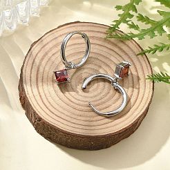 Orecchini a cerchio in acciaio inossidabile 304 con micro pavé di zirconi cubici&nbsp;STAS-R004-01P-02