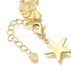 Collane a catena con maglie a forma di conchiglia e stella marina in ottone placcato&nbsp;LS-NJEW-Q345-04G