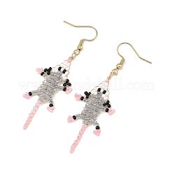 Pendientes colgantes de acero inoxidable 304 con cuentas de vidrio&nbsp;EJEW-MZ00825
