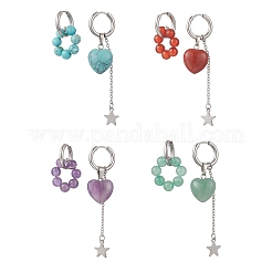 4 paio di orecchini a cerchio in acciaio inossidabile 304 a forma di cuore per San Valentino&nbsp;EJEW-TA00799