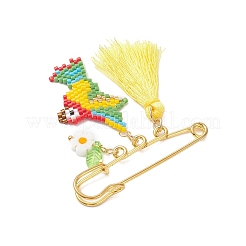 Брошь из стеклянного бисера в виде попугая&nbsp;JEWB-MZ00006