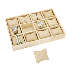 12 Gitter Uhrentabletts aus Holz mit Kissen&nbsp;BDIS-WH0008-18