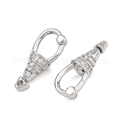 Fermoirs à ressort en laiton Shegrace avec micro-pavé de zircone cubique transparente&nbsp;XGRQ58856-750P