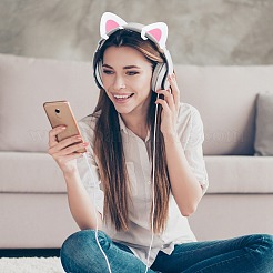 1 paire d'écouteurs décoratifs en silicone en forme d'oreilles de chat&nbsp;DIY-CP0013-62A