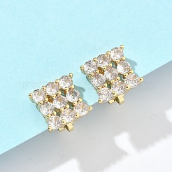 Серьги-клипсы из латунного микро-паве с прозрачными фианитами&nbsp;EJEW-A132-02C-G