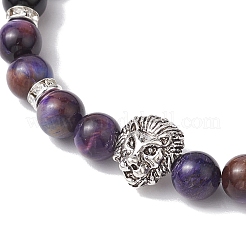 Braccialetti elasticizzati con perline di occhio di tigre naturale tinto tondo da 8 mm e perline di onice nero&nbsp;BJEW-TA00516-03
