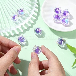 10 шт. двухцветные радужные переливающиеся акриловые бусины с УФ-покрытием&nbsp;TACR-YW0002-33H