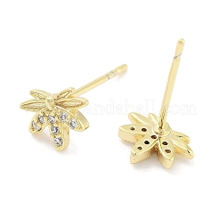 Orecchini a bottone da donna in ottone con micro pavé di zirconi trasparenti&nbsp;EJEW-S217-D02