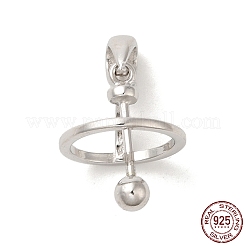 Антикоррозийное покрытие родием 925 стерлинговый серебряный медальон в форме планеты с застежкой-молнией&nbsp;LS-STER-NH0001-55B-P