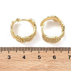 Blattförmige Creolen aus Messing mit Mikropavé und klaren Zirkonia&nbsp;EJEW-C182-06G