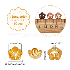 90 pz. 6 tappi per perline in ottone colorati&nbsp;KK-CA0003-45