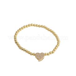 Braccialetti elastici in ottone micro pavé con perline di zirconi cubici trasparenti per donna&nbsp;FS-WGB95F4-03