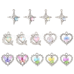 20 шт. 8 стиля стеклянных подвесок из платинового сплава&nbsp;FIND-FS0003-78