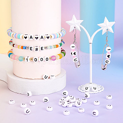 500 шт. Акриловые бусины с горизонтальным отверстием и буквами&nbsp;OACR-YS0001-03U