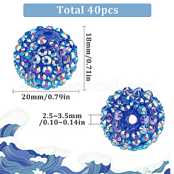 40 шт. бусины из смолы со стразами&nbsp;RESI-SC0003-14B