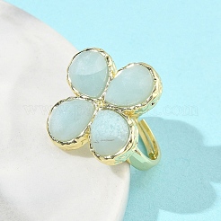 Anello regolabile sfaccettato in amazzonite naturale per donna&nbsp;RJEW-A092-01G-13