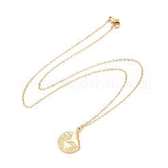 Женское ожерелье с подвеской в виде хвоста кита из нержавеющей стали 304 с ионным покрытием (IP)&nbsp;NJEW-F294-06G