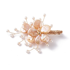 Spilla di perle keshi naturali con corpetto da sposa&nbsp;JEWB-BR00061-02