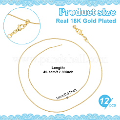 12 шт. 1 мм латунная круглая змейка цепочка регулируемые слайдеры ожерелья&nbsp;NJEW-NB0001-31
