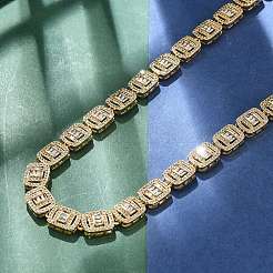 Латунные прямоугольные цепочки с микропаве из кубического циркония для женщин&nbsp;NJEW-C081-01G