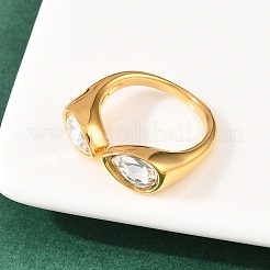 Нержавеющая сталь 304 со стеклянной манжетой и открытыми кольцами&nbsp;RJEW-Z125-03G-01