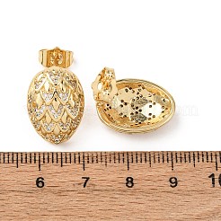 Серьги-гвоздики в форме яйца с микропаве из кубических цирконий из латуни&nbsp;EJEW-B153-12G