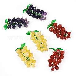 6 Stück 3 Stile natürlicher Amethyst & Karneol & gelbe Jade & Glasperlen Traubenanhänger&nbsp;PALLOY-TA00332