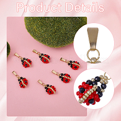 6 шт. подвески из стеклянных бусин в виде божьей коровки&nbsp;PALLOY-CA00021