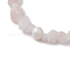 Stretch-Armbänder aus natürlichen Rosenquarzsplittern für Damen&nbsp;BJEW-JB11343-11