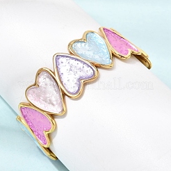Bracciali rigidi aperti da donna in acciaio inossidabile 304 con cuore smaltato.&nbsp;SA-CBA4992-01A-G