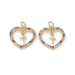 Латунные разноцветные подвески из кубического циркония&nbsp;KK-E068-VA055-2
