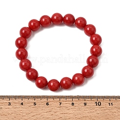 Braccialetti elasticizzati da donna con perline rotonde di giada bianca naturale tinta&nbsp;GG-CBA3F02-12B