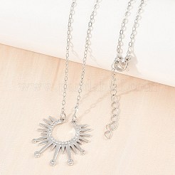 Colliers pendentifs soleil en laiton sertis de micro-pavés de zircon cubique transparent&nbsp;KK-CBA4547-09P
