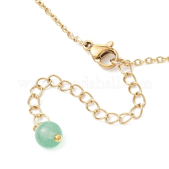 3 pieza de tobilleras de cadena de cable de acero inoxidable 304 y jade natural de Malasia&nbsp;AJEW-AN00701