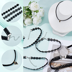 6 stücke 6 arten gothic blume spitze choker halsketten für frauen&nbsp;NJEW-SC0001-76