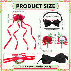 3 шт. 3 стиля цветочного корсажа из полиэстера и смолы&nbsp;AJEW-PH0061-76