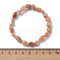 Эластичные браслеты из натуральных бусин солнечного камня для женщин&nbsp;BJEW-Z158-02C-01