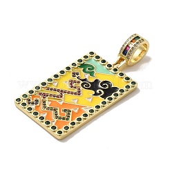 Colgantes de circonita cúbica con micro pavé de latón y esmalte&nbsp;KK-H458-04G-04