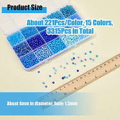 3315 шт. 15-х цветные стеклянные круглые бусины&nbsp;SEED-DC0001-05