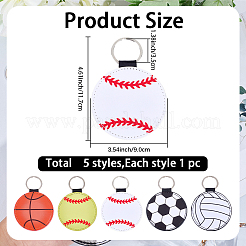 5 шт. 5 стиля брелок из искусственной кожи в спортивном стиле&nbsp;KEYC-CL0001-31