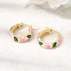 Pendientes de aro de latón esmaltado para mujer&nbsp;EJEW-K335-01G-02