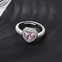 Messing Micro Pave Zirkonia Manschette offene Ringe&nbsp;CU-CBA5C10-04P
