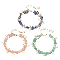 3 bracciale con perline di avventurina verde naturale&nbsp;BJEW-JB12301