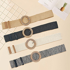 4 шт. 4-цветные плетеные соломенные цепочные ремни с пряжками из полипропиленового пластика&nbsp;AJEW-CY0001-80