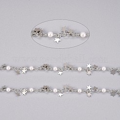 Chaînes de perles en laiton faites à la main de 3.28 pied&nbsp;X-CHC-I029-05P
