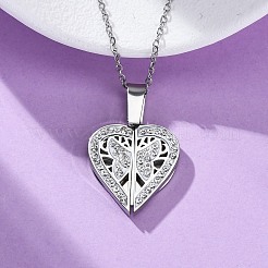 304 нержавеющая сталь полимерная глина стразы открывающиеся подвески ожерелья для женщин&nbsp;NJEW-Z065-12P