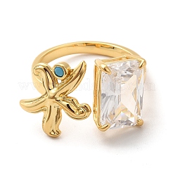 Кольцо из латуни с микропаве из кубического циркония RJEW-P084-03G