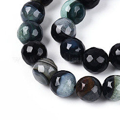 Brins de perles d'agate craquelées au feu naturel teintées et chauffées&nbsp;G-N359-01B-02