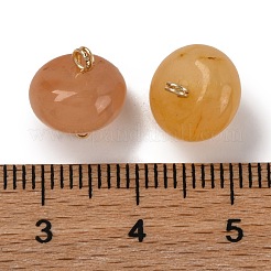 Breloques en forme de soucoupe en jade topaze naturelle avec placage en rack et bélières en laiton doré&nbsp;KK-B103-17B-09